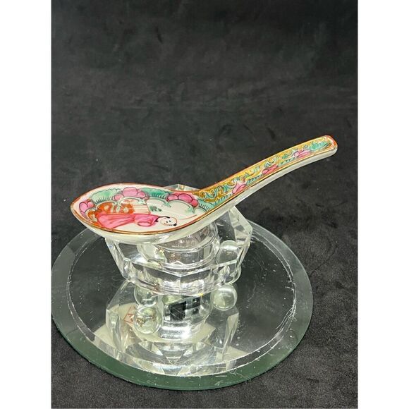 VTG Rose Mandarin (Japan), Hand painted Gold Trim: Soup Spoon, 6”X2” Hong Kong - Picture 1 of 9